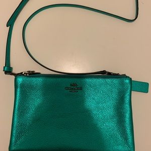Teal Metallic Authentic Coach Purse - New